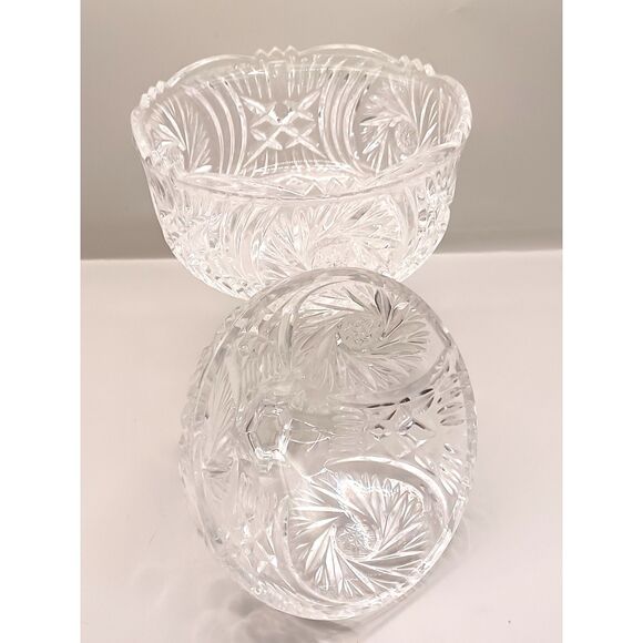 Vintage1960 EAPG Indiana Glass Hobstar Sunburst Pedestal Candy Nut Dish with Lid - Picture 5 of 16
